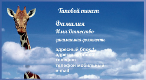 Шаблон №7221, Визитка двусторонняя, Турфирмы, отдых, Животные