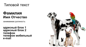 Шаблон №7254, Визитка двусторонняя, Животные