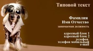 Шаблон №7265, Визитка двусторонняя, Животные