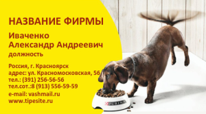 Шаблон №5978, Визитка двусторонняя, Животные, Медицина