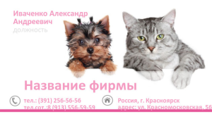 Шаблон №6623, Визитка двусторонняя, Животные