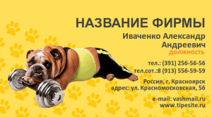 Шаблон №6642, Визитка двусторонняя, Животные